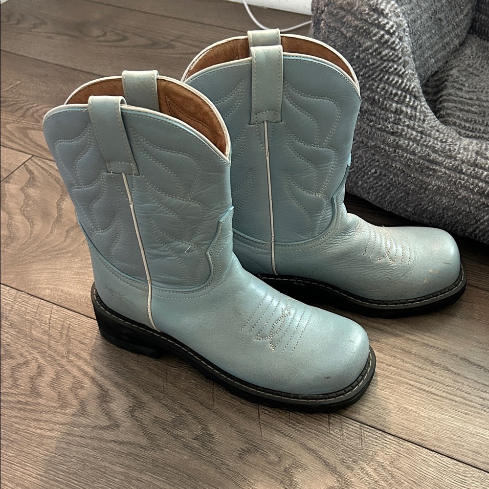 John Fluevog Light Blue Western Boots